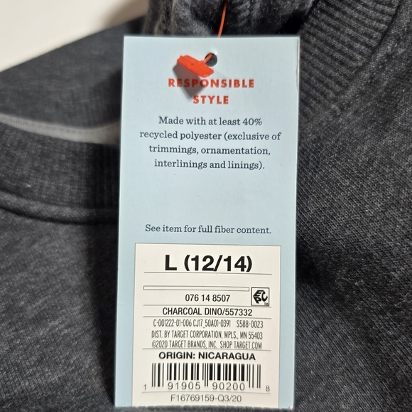 NWT Cat & Jack orange t-rex dinosaur sweatshirt 12/14 - Picture 4 of 5